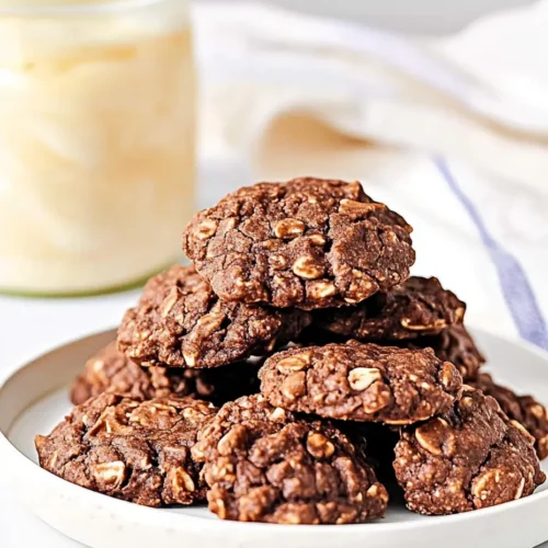 3-Ingredient No-Bake Cookies made with oats, peanut butter, and dark chocolate
