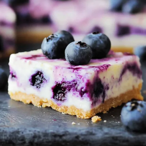 Healthy No-Bake Blueberry Cheesecake Bars (No Added Sugar)