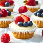 Mini No-Bake Cheesecakes for Birthday Parties topped with berries and sprinkles